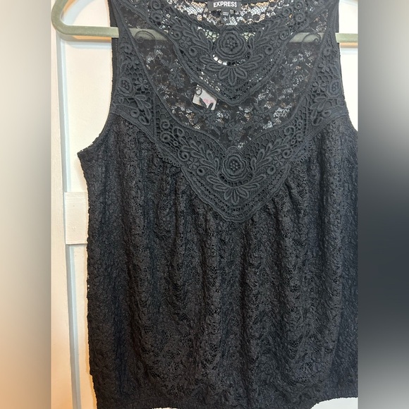 Nwt Express Black Lace Crochet Sleeveless Blouse - Picture 5 of 5